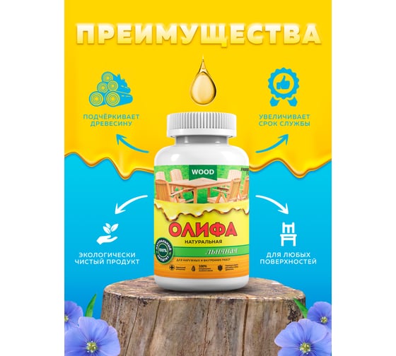 Льняная натуральная олифа Farbitex ПРОФИ WOOD 0.25 л 4300012030