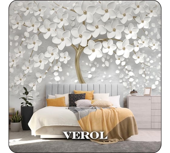 Флизелиновые фотообои Verol Дерево 400х283 см, белый 4 полосы 21-ФФО_03952