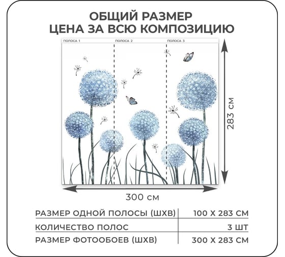 Флизелиновые фотообои Verol шары одуванчики, 300х270 см 81-ФФО-05608
