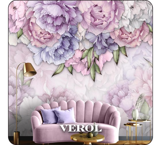 Флизелиновые фотообои Verol 3d на стену, моющиеся, пионы 106-ФФО-05750