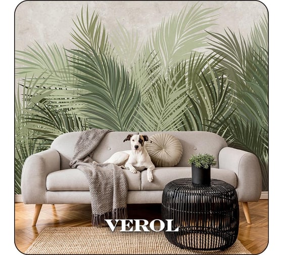 Флизелиновые фотообои Verol Тропические листья, 400х283 см, 11.32м2, 4 полотна зеленый 77-ФФО_05210