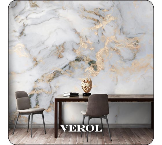 Флизелиновые фотообои Verol 3d на стену, моющиеся, серый мрамор, 400х300 см 93-ФФО-04967