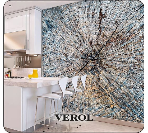 Флизелиновые фотообои Verol встык, дерево серое, 8.1 кв. м, 300x270 см, моющиеся, на стену 63-ФФО-03519