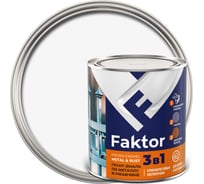 Грунт-эмаль ЯРОСЛАВСКИЕ КРАСКИ FAKTOR на ржавчину 3 в 1, белая, банка 0.8 кг 215147