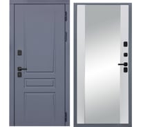 Дверь DIVA 54 зеркало, 2050x860 мм, правая, Ясень графит - Д15 Белый софт УТ-00079611