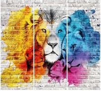 Фотообои Студия Фотообоев Граффити со львом, 300x270 см, 3 полотна 1321268