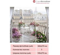 Фотообои Студия Фотообоев Вид на Париж, 300x270 см, 3 полотна 1321292