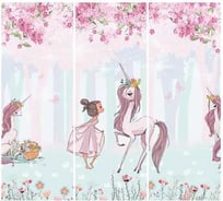 Фотообои Студия Фотообоев Прогулка с единорогами, 300x270 см, 3 полотна 1321269