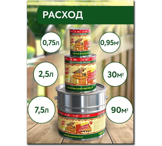 Пропитка для дерева Poli-R тонэрол палисандр, 0.75 л 13777