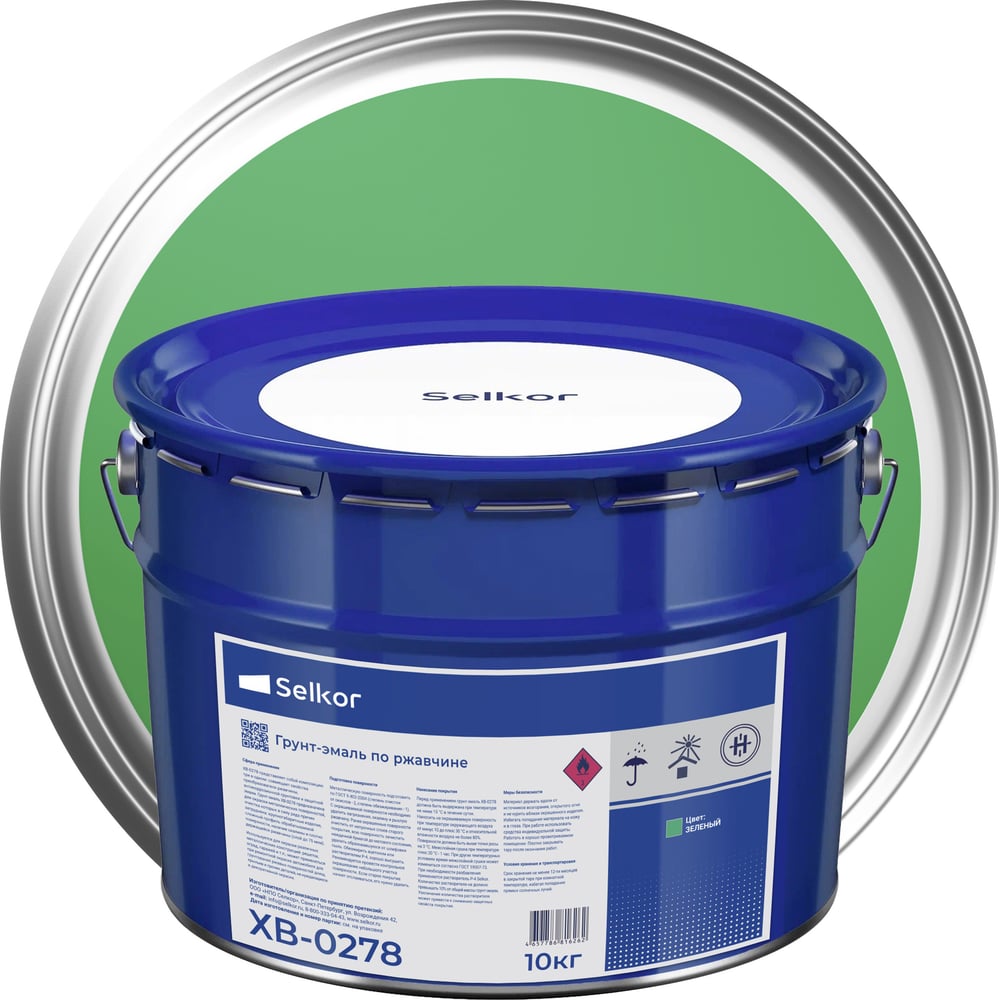 Грунт-эмальSelkorХВ-0278зеленая10кг91019