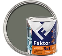 Грунт-эмаль ЯРОСЛАВСКИЕ КРАСКИ FAKTOR на ржавчину 3 в 1, серая, банка 0.8 кг 215150