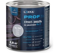 Грунт-эмаль по ржавчине 4 в 1 ЛАКРА prof it, быстросохнущая, серое окно, ral 7040, 2.8 кг ЛА-00001610