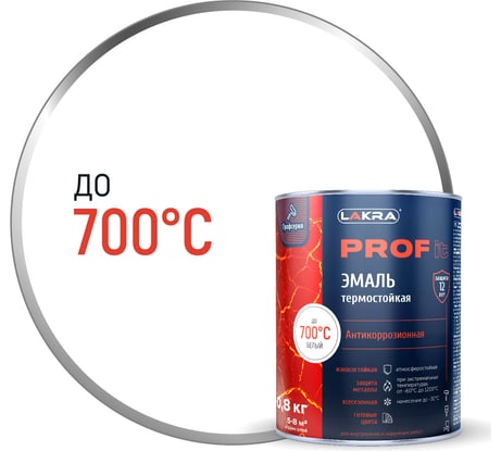 Термостойкая эмаль ЛАКРА prof it антикоррозионная, до 700С, белый, 0.8 кг ЛА-00001681