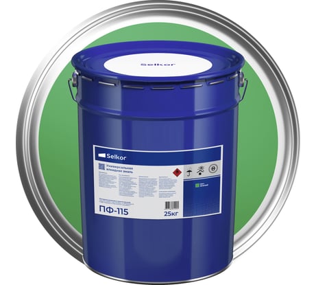 Эмаль Selkor ПФ-115 зеленая 25 кг 81017