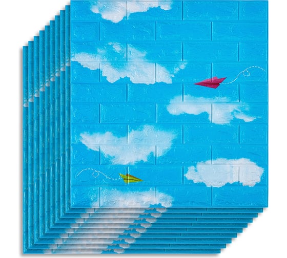 Самоклеящаяся мягкая 3D панель LAKO МЕГА комплект 10 шт., Самолетики, 70x77 см LKD-87-04-01-MEGA10