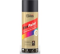 Универсальная аэрозольная эмаль Sila home Max Paint цвет черный, матовый, ral  9005, 520 мл 00-00004742