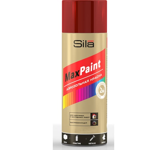 Универсальная аэрозольная эмаль Sila home Max Paint винно-красный ral 3005, 520 мл 00-00004728 1