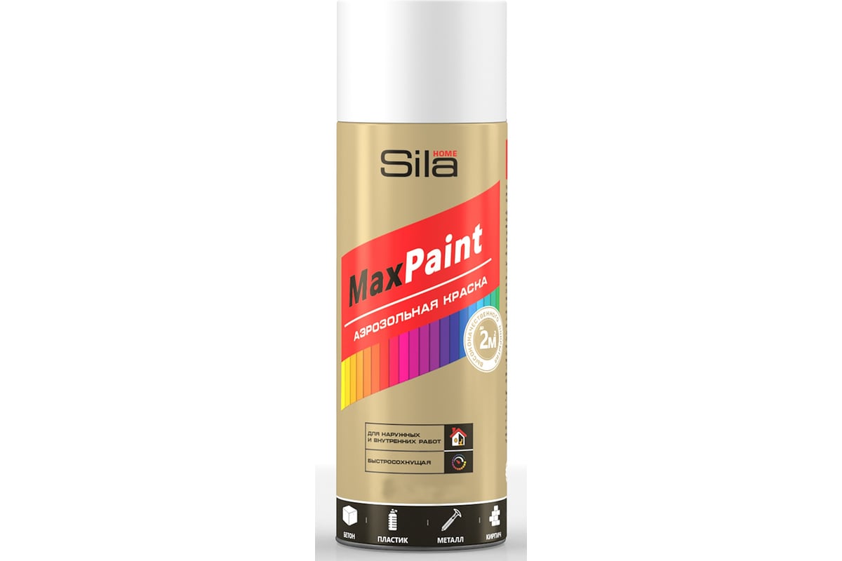 Аэрозольная эмаль Sila home Max Paint цвет белый матовый ral 9003, 520 мл  00-00004727