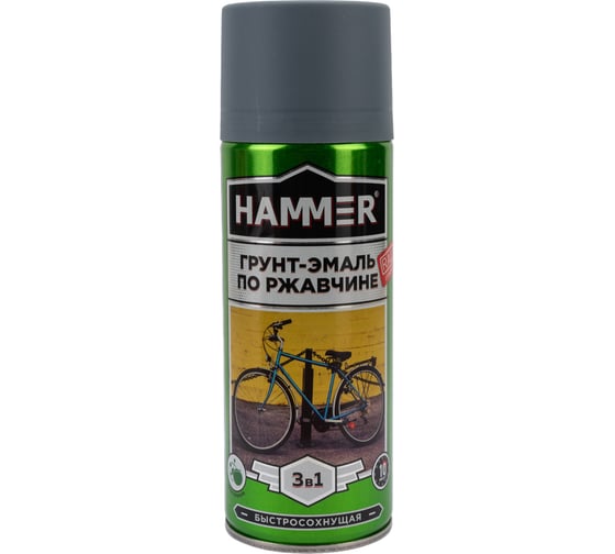 Грунт-эмаль по ржавчине Hammer 3 в 1 б/с п/мат RAL 7040 серое окно 520 мл 12 ЭК000142481