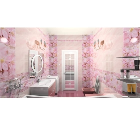 Настенная плитка Belleza Букет розовая, 00-00-5-09-00-41-660, 1,5 м2/15 шт. СК000037729