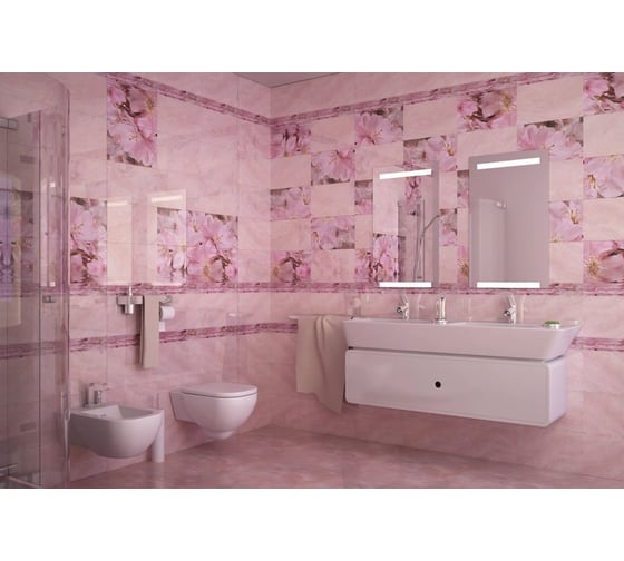 Настенная плитка Belleza Букет розовая, 00-00-5-09-00-41-660, 1,5 м2/15 шт. СК000037729