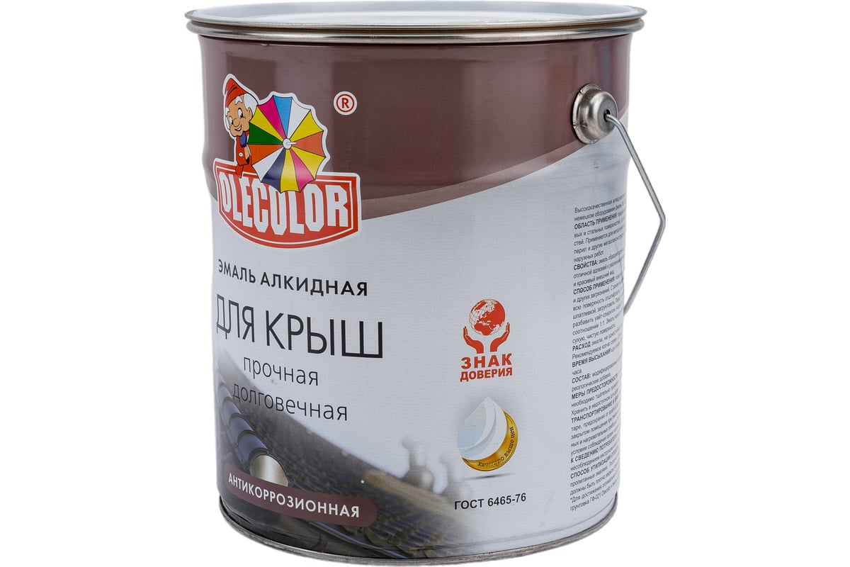 Алкидная эмаль для крыш OLECOLOR шоколадный, 5 кг 4300005334 - выгодная  цена, отзывы, характеристики, фото - купить в Москве и РФ