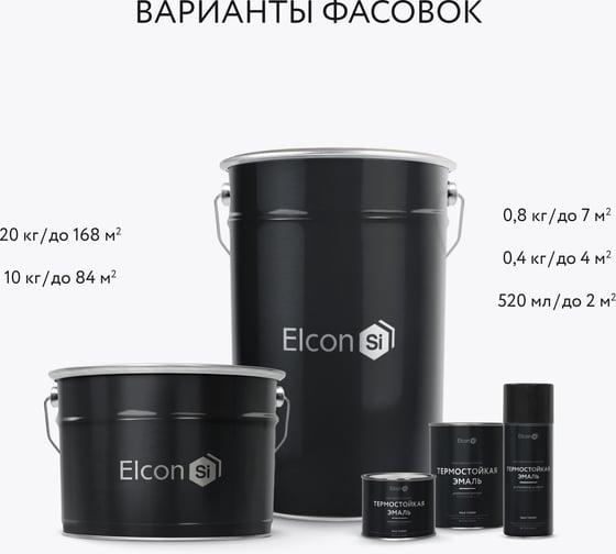 Термостойкая краска Elcon max therm до 700 градусов, антикоррозионная, для печей, мангалов, радиаторов, дымоходов, матовое покрытие, 0.4 кг, черная 00-00002906