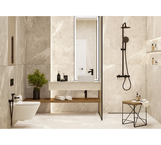 Керамогранит AlmaCeramica sugar-эффект Basalto 570x1140x8,5 мм, 2 шт. в уп., 41,6 м в пал. GFA114BST04R
