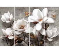 Фотообои Студия фотообоев Белые цветы, 400x270 см, 4 полотна 1421266