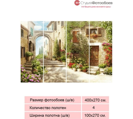 Фотообои Студия фотообоев Старая улица, 400x270 см, 4 полотна 1421313