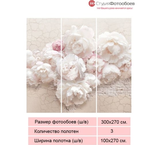 Фотообои Студия фотообоев Пастельный цветочный фон, 300x270 см, 3 полотна 1321276