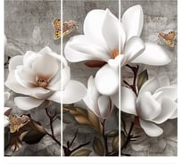 Фотообои Студия фотообоев Белые цветы, 300x270 см, 3 полотна 1321266