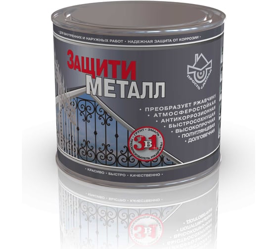 Грунт эмаль Сделай пол "Защити металл" (2x4) Серый RAL 7042 СП-0000522 1