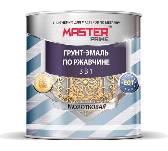 Грунт-эмаль по ржавчине Master Prime 3 в 1 молотковая, полуматовая, зеленая, 4300005641 1