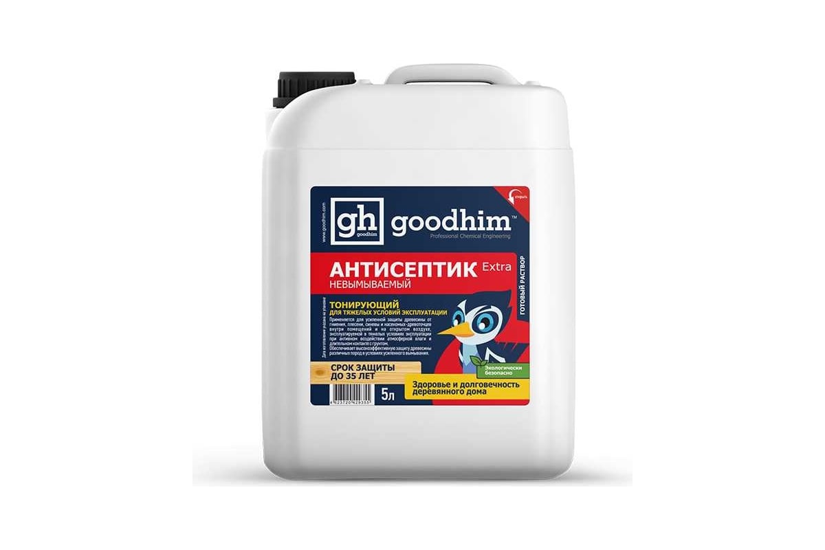 Невымываемый антисептик для усиленной защиты древесины Goodhim тонирующий  Extra 5 л 29355