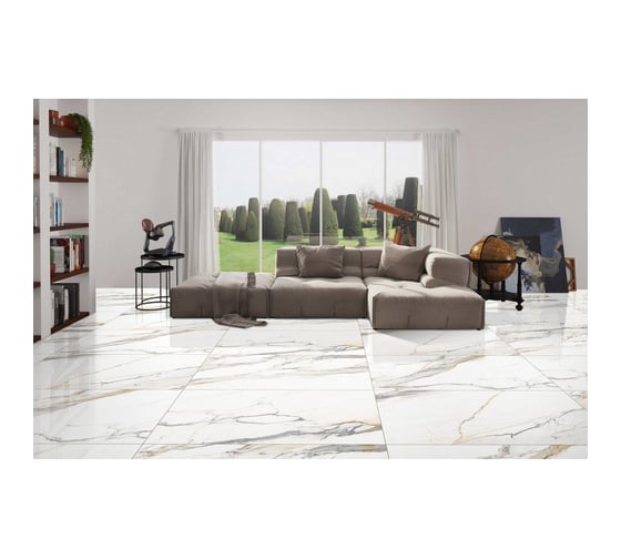 Керамогранит Global Tile Statuario Elite формат 60x120 см, белый, в коробке 1.44 кв. м GT120604103MGR