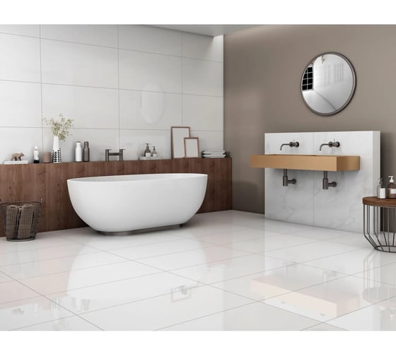 Керамогранит Global Tile Princess формат 60x120 см, белый, в коробке 1.44 кв. м GT120605803PR