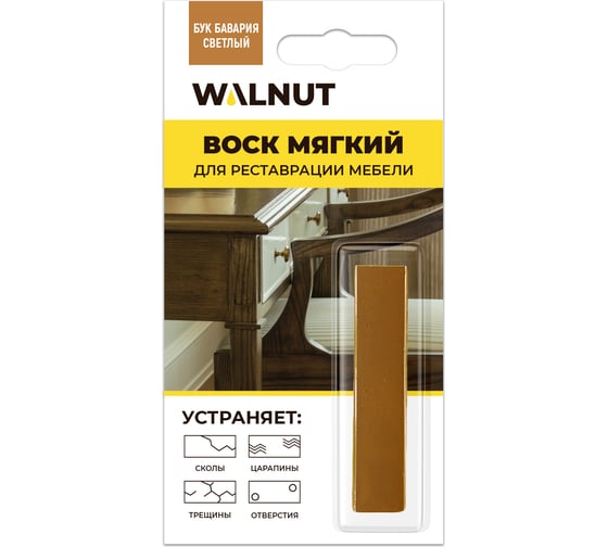 Мягкий воск для мебели WALNUT бук бавария светлый, 8.8 г WLN0026 1