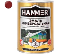 Универсальная эмаль HAMMER ускоренная сушка, глянцевая, красно-коричневая, 0,9 кг / 14 ЭК000144077