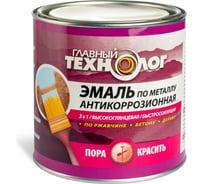 Антикоррозионная эмаль по металлу Новбытхим коричневая, "ГЛАВНЫЙ ТЕХНОЛОГ", банка 0.75 л 1371
