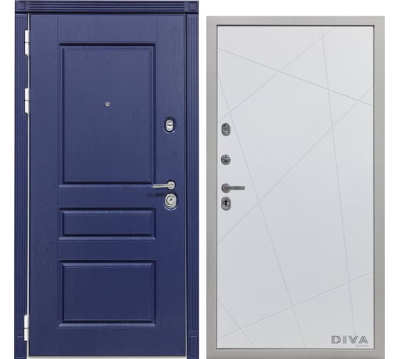 Дверь DIVA 45 2050x860 мм, левая, Роял синий - Д11 Белый Софт УТ-00073515 1