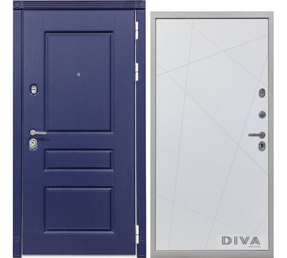 Дверь DIVA 45 2050x860 мм, правая, Роял синий - Д11 Белый Софт УТ-00073632