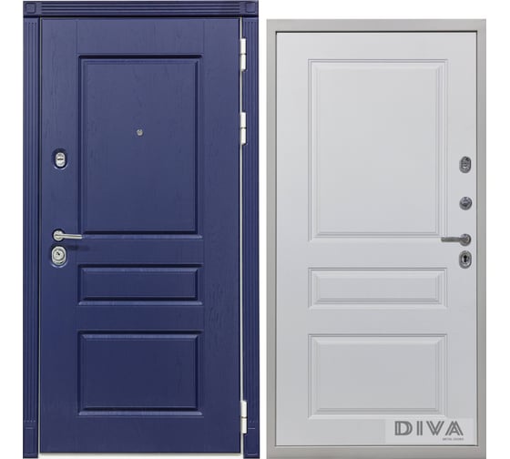 Дверь DIVA 45 2050x860 мм, правая, Роял синий - Д13 Белый Софт УТ-00072705 1
