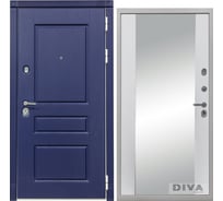 Дверь DIVA 45 зеркало, 2050x860 мм, правая, Роял синий - Д15 Белый Софт УТ-00074257