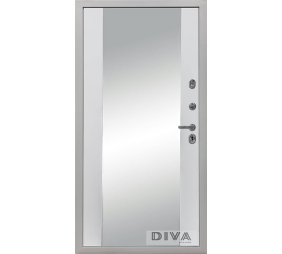 Дверь DIVA 45 зеркало, 2050x860 мм, правая, Роял синий - Д15 Белый Софт УТ-00074257