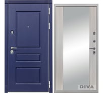 Дверь DIVA 45 зеркало, 2050x960 мм, правая, Роял синий - Д15 Сандал белый УТ-00074440