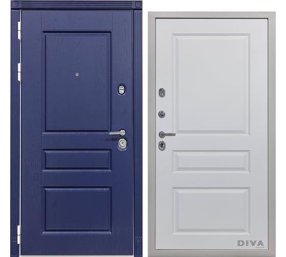 Дверь DIVA 45 2050x960 мм, левая, Роял синий - Д13 Белый Софт УТ-00071557