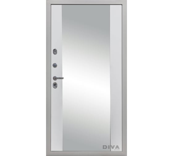 Дверь DIVA 45 зеркало, 2050x860 мм, левая, Роял синий - Д15 Белый Софт УТ-00074201