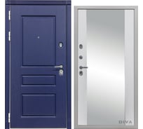 Дверь DIVA 45 зеркало, 2050x960 мм, левая, Роял синий - Д15 Белый Софт УТ-00073514