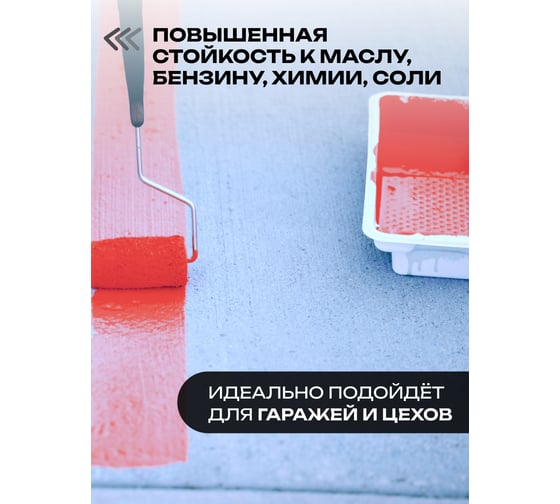 Краска для бетонных полов ГРИДА АК15 акриловая эмаль, красная, 4 кг 00-00000113